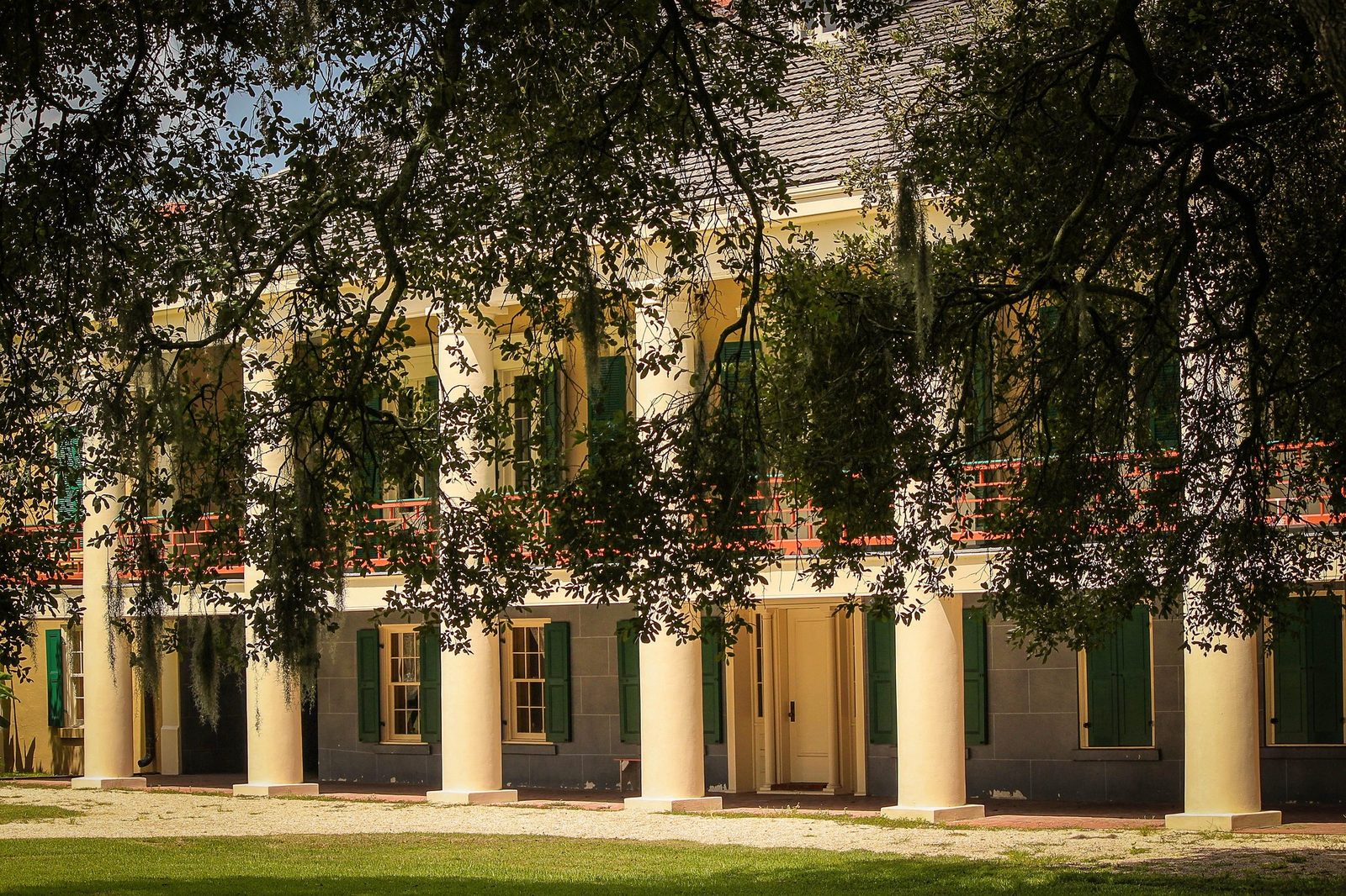 Destrehan Plantation mansion with historic columns