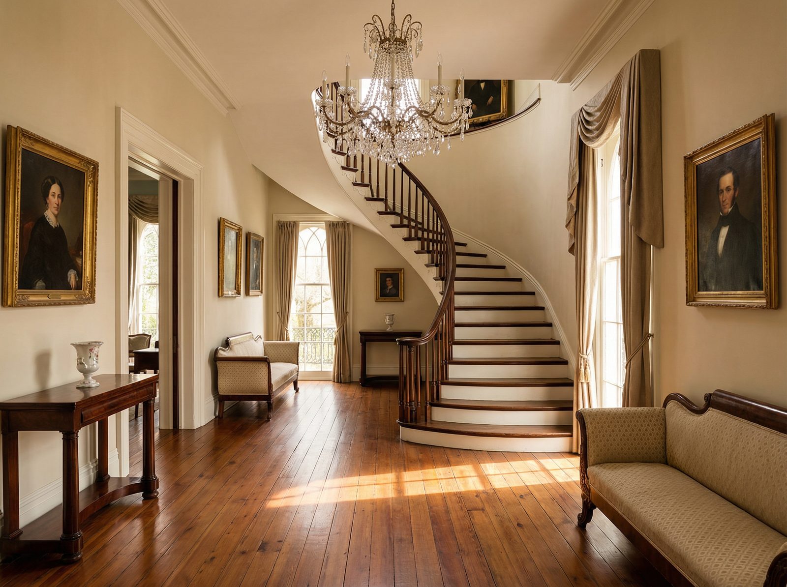 Historic plantation interior with period furniture